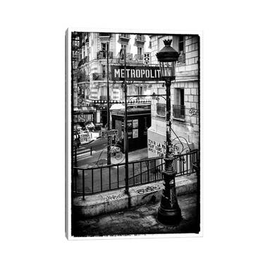 Black Montmartre Series Paris Metro On Canvas by Philippe Hugonnard Print